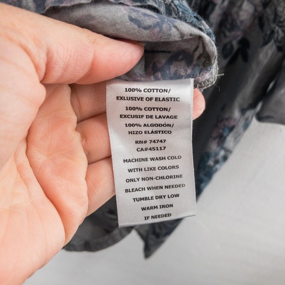 Natural Reflections Womens Floral Collared Shirt Size L Gray 100% Cotton - Picture 11 of 14